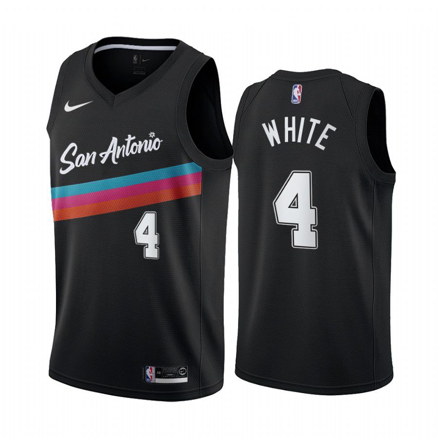 Men San Antonio Spurs #4 derrick white black city edition fiesta colors 2020 nba jersey->sacramento kings->NBA Jersey